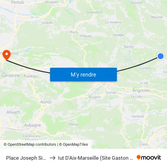 Place Joseph Sigaud to Iut D'Aix-Marseille (Site Gaston Berger) map