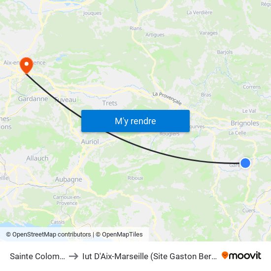 Sainte Colombe to Iut D'Aix-Marseille (Site Gaston Berger) map
