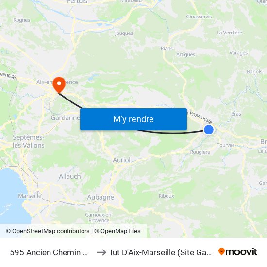 595 Ancien Chemin De Tourves to Iut D'Aix-Marseille (Site Gaston Berger) map