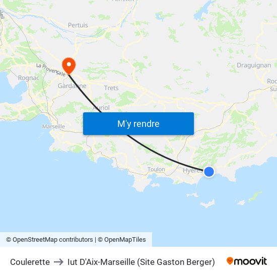 Coulerette to Iut D'Aix-Marseille (Site Gaston Berger) map