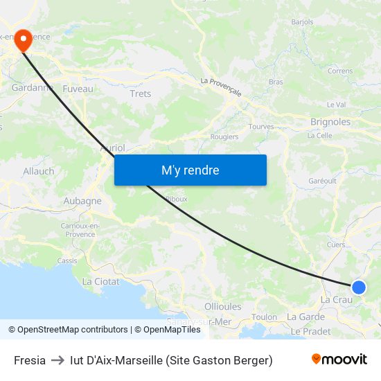 Fresia to Iut D'Aix-Marseille (Site Gaston Berger) map