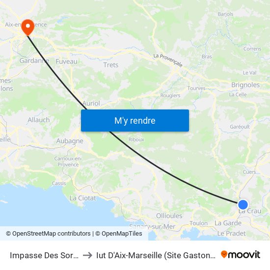 Impasse Des Sorbiers to Iut D'Aix-Marseille (Site Gaston Berger) map