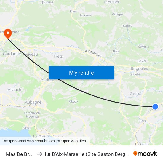 Mas De Brun to Iut D'Aix-Marseille (Site Gaston Berger) map