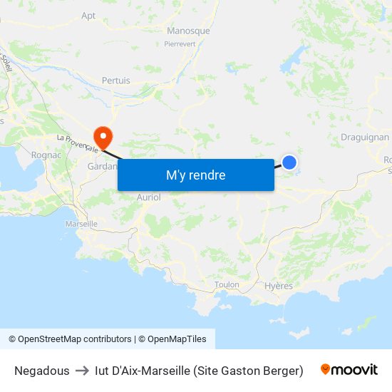 Negadous to Iut D'Aix-Marseille (Site Gaston Berger) map
