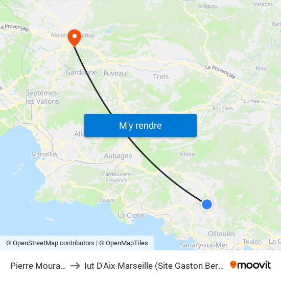 Pierre Mouraou to Iut D'Aix-Marseille (Site Gaston Berger) map