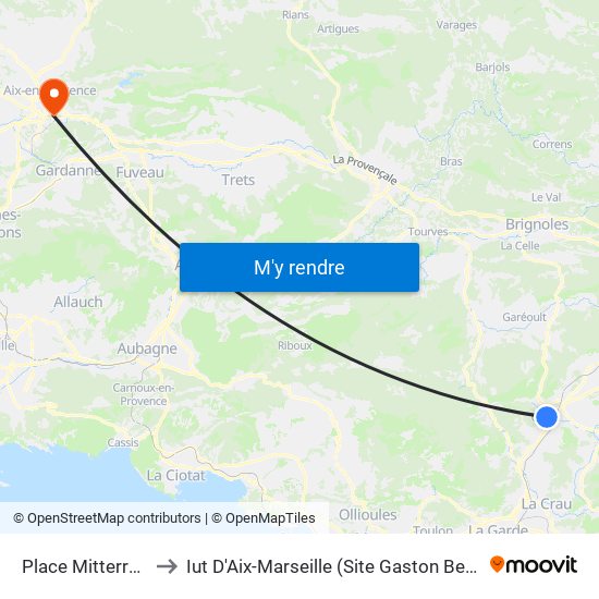 Place Mitterrand to Iut D'Aix-Marseille (Site Gaston Berger) map