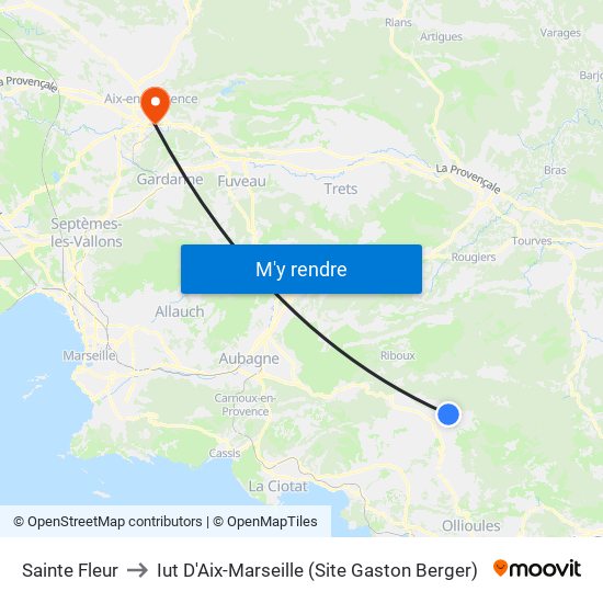 Sainte Fleur to Iut D'Aix-Marseille (Site Gaston Berger) map