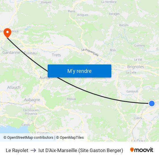 Le Rayolet to Iut D'Aix-Marseille (Site Gaston Berger) map