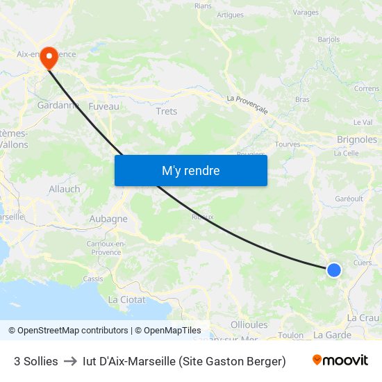 3 Sollies to Iut D'Aix-Marseille (Site Gaston Berger) map