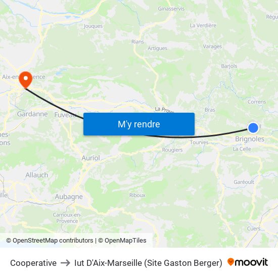 Cooperative to Iut D'Aix-Marseille (Site Gaston Berger) map