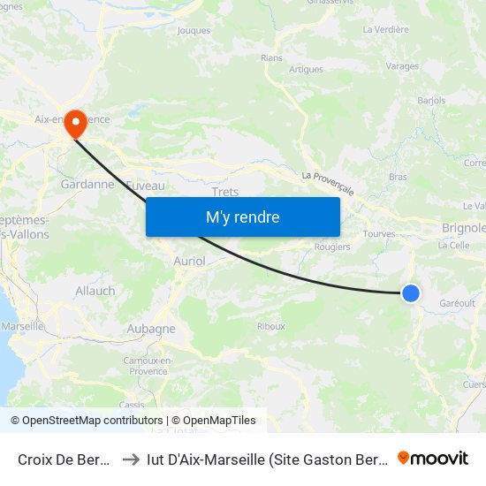 Croix De Berard to Iut D'Aix-Marseille (Site Gaston Berger) map