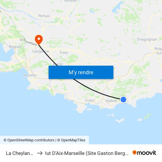 La Cheylanne to Iut D'Aix-Marseille (Site Gaston Berger) map