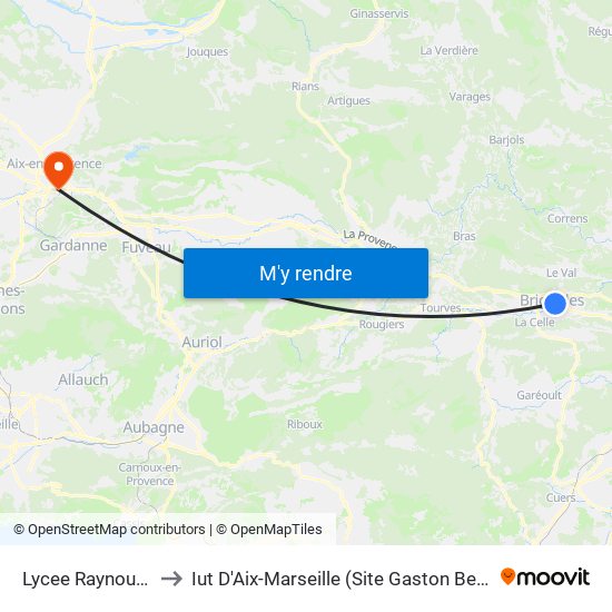 Lycee Raynouard to Iut D'Aix-Marseille (Site Gaston Berger) map