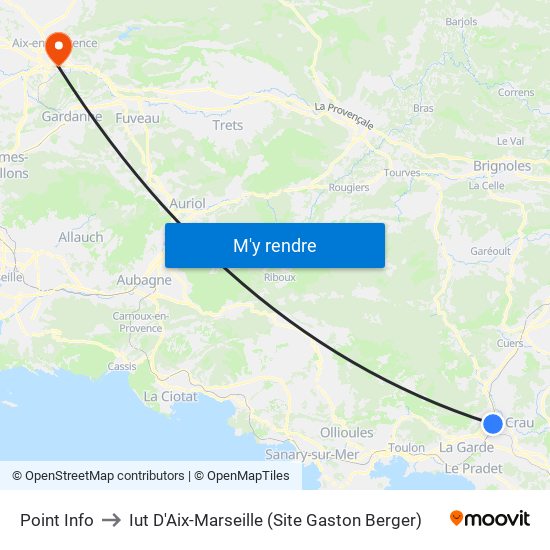 Point Info to Iut D'Aix-Marseille (Site Gaston Berger) map