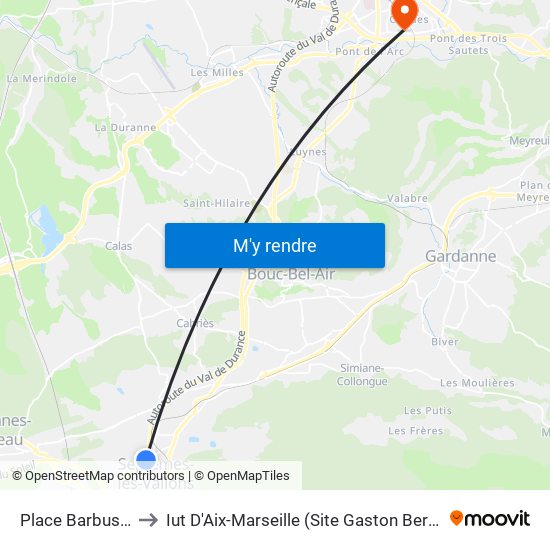Place Barbusse to Iut D'Aix-Marseille (Site Gaston Berger) map