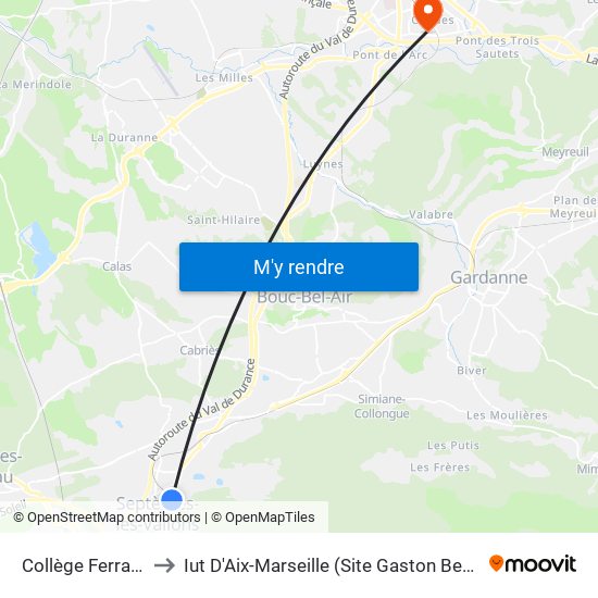 Collège Ferrandi to Iut D'Aix-Marseille (Site Gaston Berger) map