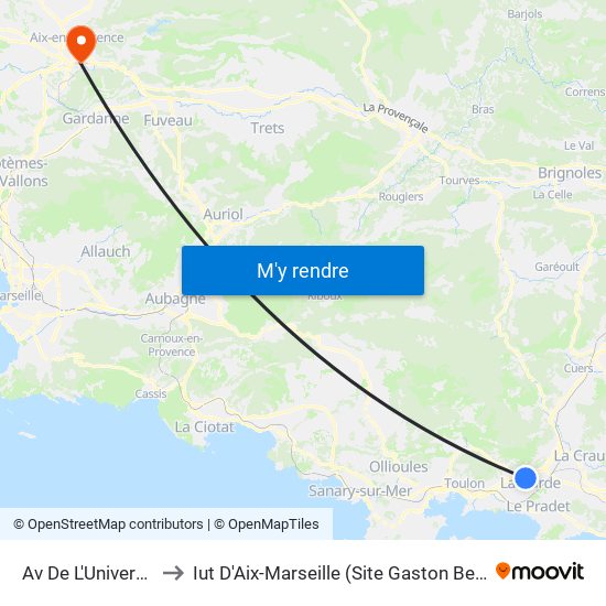 Av De L'Université to Iut D'Aix-Marseille (Site Gaston Berger) map