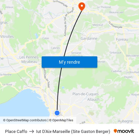Caffo Place to Iut D'Aix-Marseille (Site Gaston Berger) map