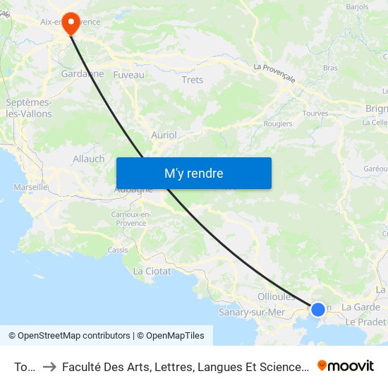 Toulon to Faculté Des Arts, Lettres, Langues Et Sciences Humaines - Site Schuman map