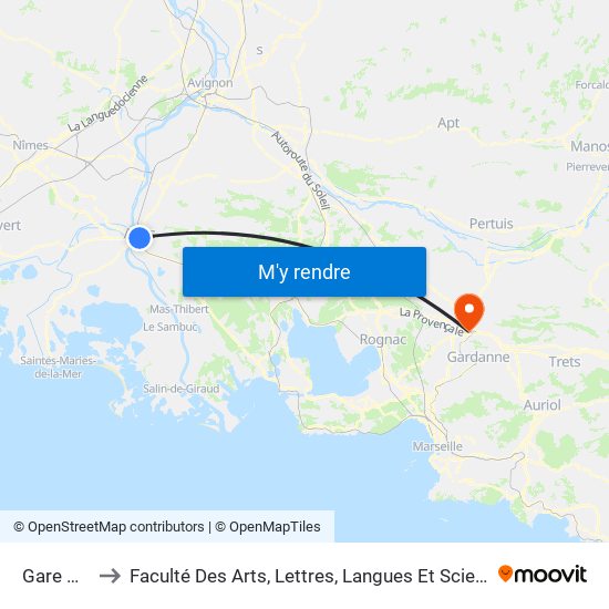 Gare De Arles to Faculté Des Arts, Lettres, Langues Et Sciences Humaines - Site Schuman map
