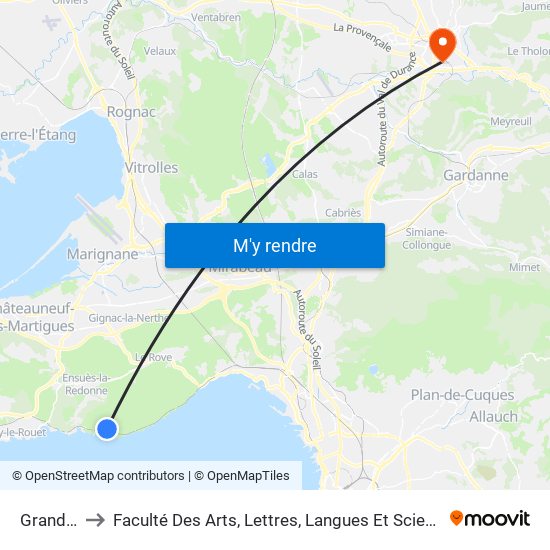 Grand Méjan to Faculté Des Arts, Lettres, Langues Et Sciences Humaines - Site Schuman map