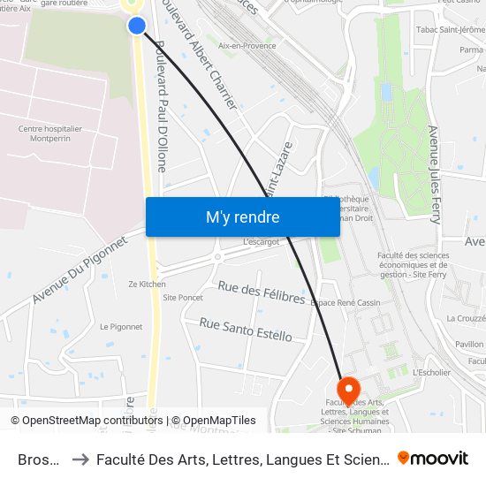 Brossolette to Faculté Des Arts, Lettres, Langues Et Sciences Humaines - Site Schuman map