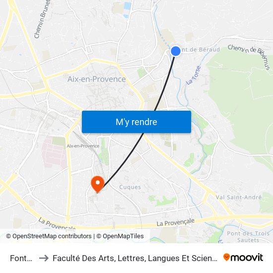 Fontenaille to Faculté Des Arts, Lettres, Langues Et Sciences Humaines - Site Schuman map