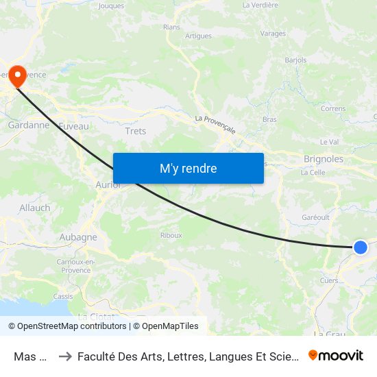 Mas De Brun to Faculté Des Arts, Lettres, Langues Et Sciences Humaines - Site Schuman map