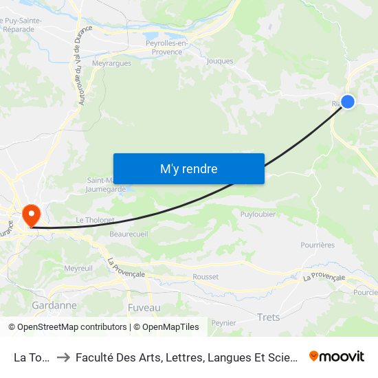 La Toulonne to Faculté Des Arts, Lettres, Langues Et Sciences Humaines - Site Schuman map