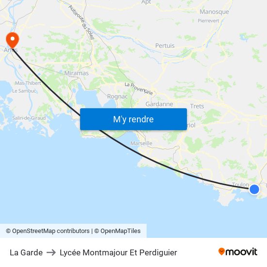 La Garde to Lycée Montmajour Et Perdiguier map