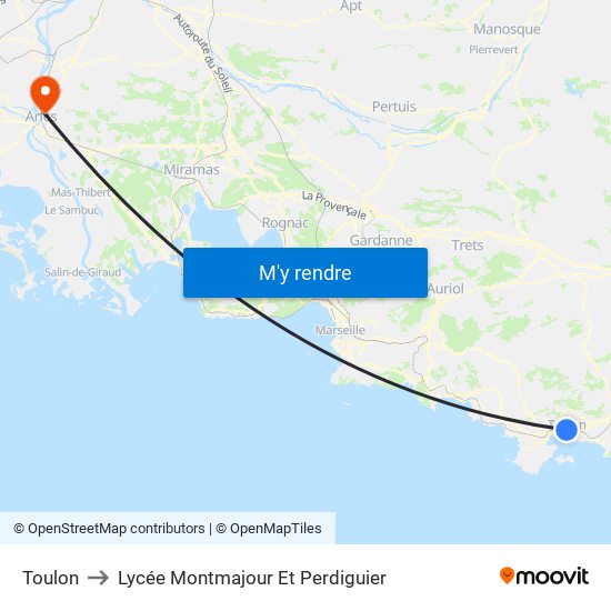Toulon to Lycée Montmajour Et Perdiguier map