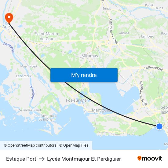 Estaque Port to Lycée Montmajour Et Perdiguier map