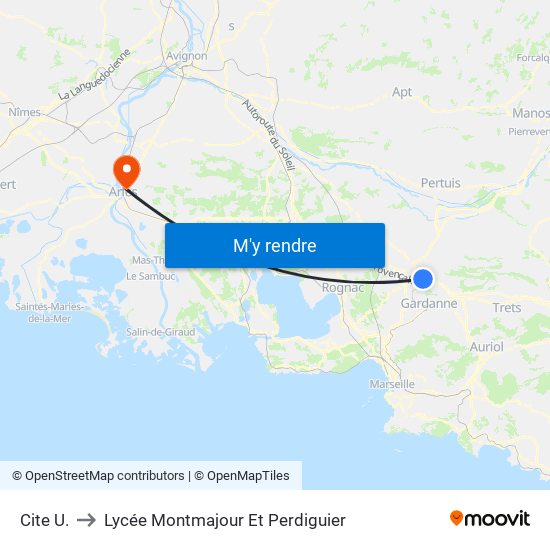 Cite  U. to Lycée Montmajour Et Perdiguier map