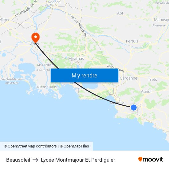 Beausoleil to Lycée Montmajour Et Perdiguier map