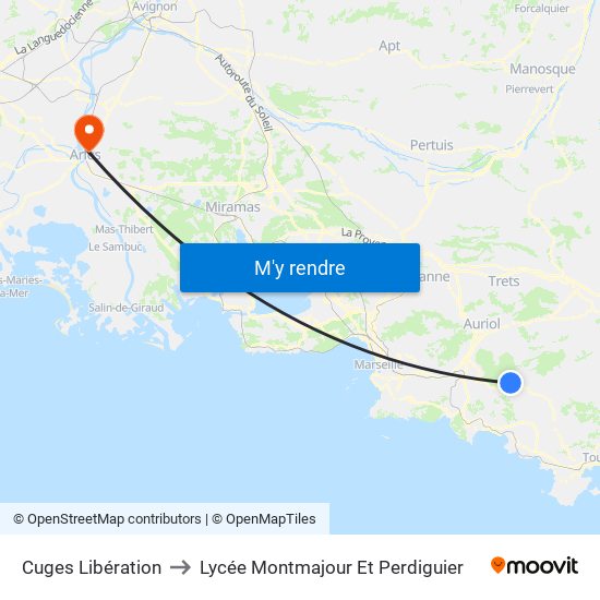 Cuges Libération to Lycée Montmajour Et Perdiguier map