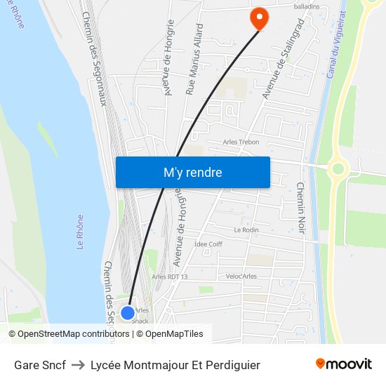 Gare Sncf to Lycée Montmajour Et Perdiguier map