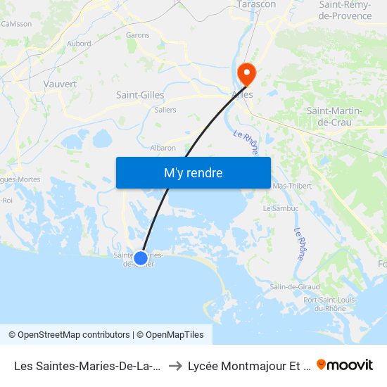 Les Saintes-Maries-De-La-Mer La Brise to Lycée Montmajour Et Perdiguier map