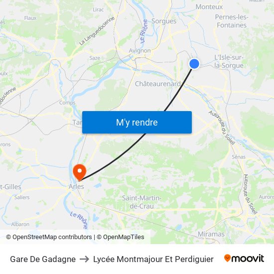 Gare De Gadagne to Lycée Montmajour Et Perdiguier map