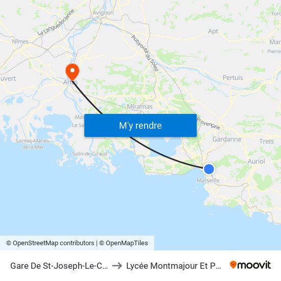 Gare De St-Joseph-Le-Castellas to Lycée Montmajour Et Perdiguier map