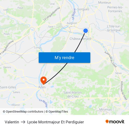 Valentin to Lycée Montmajour Et Perdiguier map