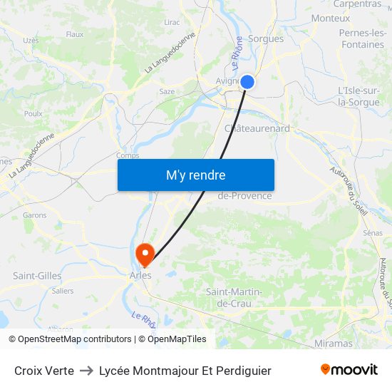 Croix Verte to Lycée Montmajour Et Perdiguier map