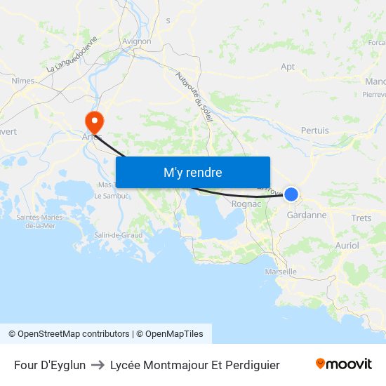 Four D'Eyglun to Lycée Montmajour Et Perdiguier map