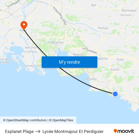 Esplanet Plage to Lycée Montmajour Et Perdiguier map