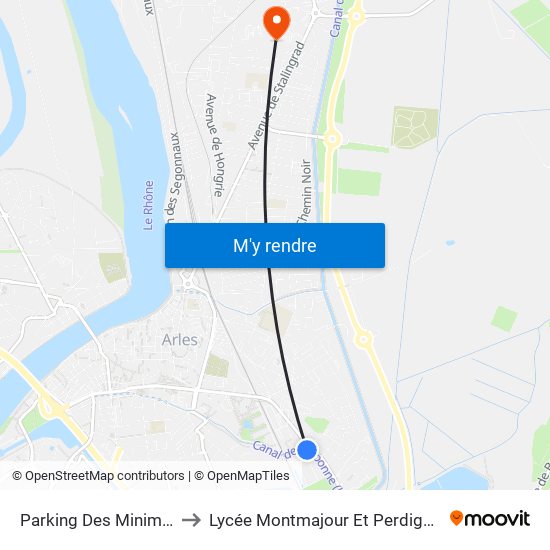 Parking Des Minimes to Lycée Montmajour Et Perdiguier map