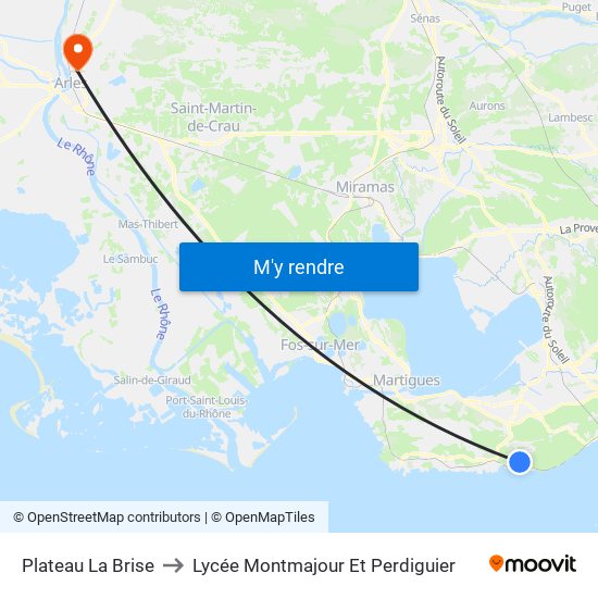 Plateau La Brise to Lycée Montmajour Et Perdiguier map