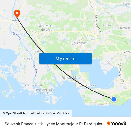 Souvenir Français to Lycée Montmajour Et Perdiguier map