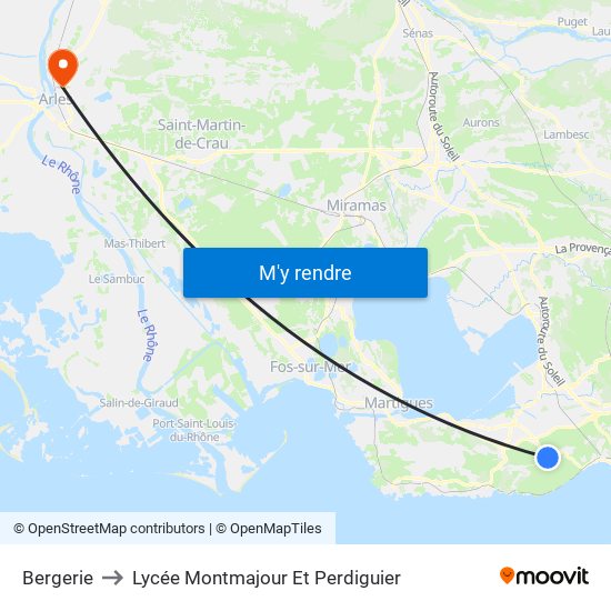 Bergerie to Lycée Montmajour Et Perdiguier map