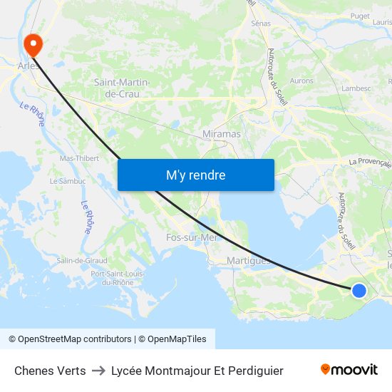 Chenes Verts to Lycée Montmajour Et Perdiguier map