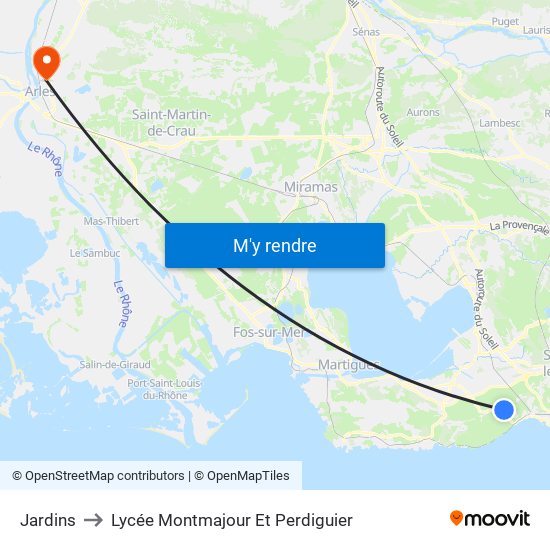 Jardins to Lycée Montmajour Et Perdiguier map