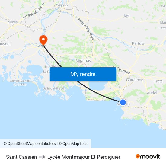 Saint Cassien to Lycée Montmajour Et Perdiguier map